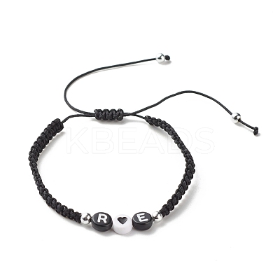 Love Letter Braided Bead Bracelet BJEW-JB07157-1