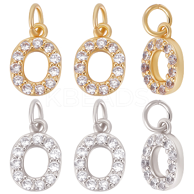 10Pcs 2 Colors Brass Micro Pave Grade AAA Cubic Zirconia Charms ZIRC-BBC0001-63-1