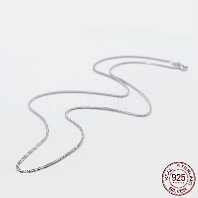 Anti-Tarnish Rhodium Plated 925 Sterling Silver Chain Necklaces STER-F039-55cm-16P-1
