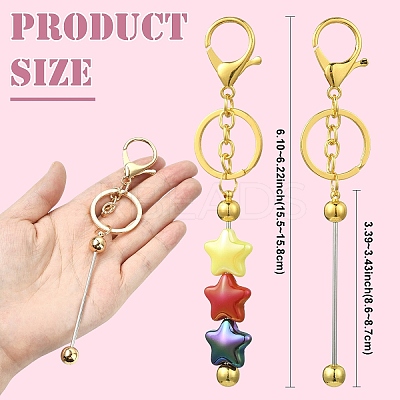 10Pcs Alloy Bar Beadable Keychain for Jewelry Making DIY Crafts KEYC-YW0001-28B-1