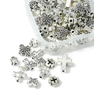 80Pcs 8 Style Tibetan Style Alloy Beads TIBEB-YW0001-15-1