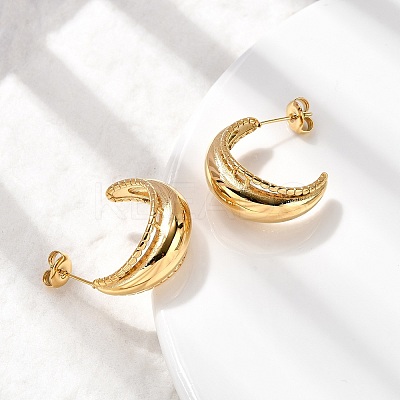 304 Stainless Steel Moon Stud Earrings EJEW-K268-46G-1