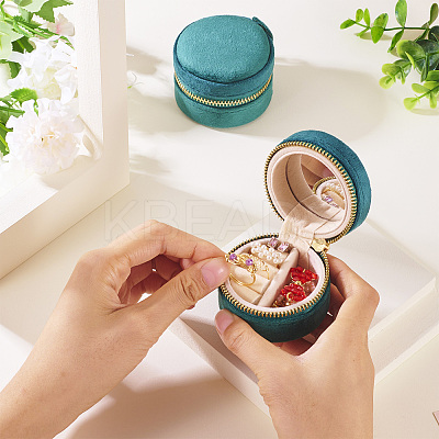 Portable Travel Round Velvet Jewelry Set Storage Zipper Boxes CON-TAC0001-11A-1
