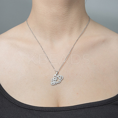 Non-Tarnish 201 Stainless Steel Hollow Cloud with Star Pendant Necklace NJEW-OY001-76-1