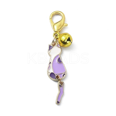 Cat Alloy Enamel Pendant Decoration HJEW-JM01476-1