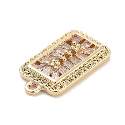 Brass with Clear Cubic Zirconia Pendants LS-KK-Z061-21C-G-1