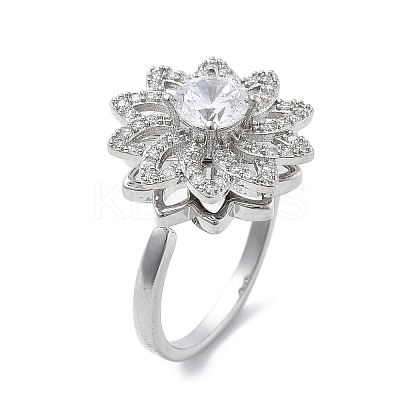 Sunflower Rotatable Open Cuff Rings for Women RJEW-S402-09P-1