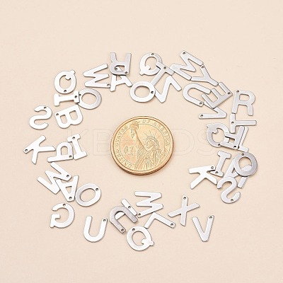Tarnish Resistant 201 Stainless Steel Letter Charms STAS-S036-M-1