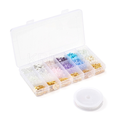 DIY Mixed Stone Chip & Glass Beads Jewelry Set Making Kit DIY-FS0002-34-1