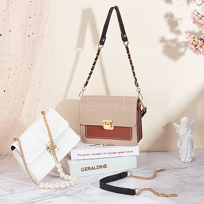 3Pcs 3 Style Plastic Imitation Pearl Beaded/PU Leather Bag Straps DIY-WR0003-16-1