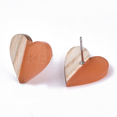 Transparent Resin & Wood Stud Earrings EJEW-N017-002A-D04-1