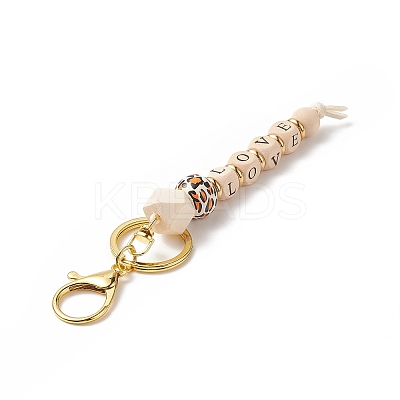 LOVE Wooden Beaded Pendant Keychain KEYC-JKC00461-1