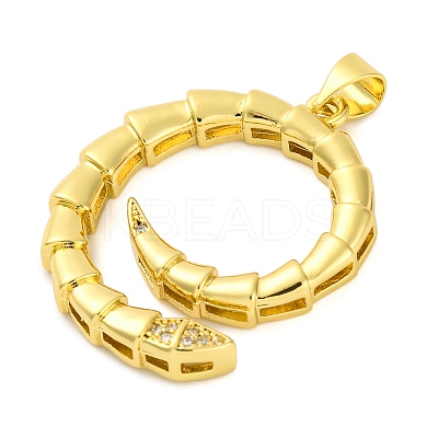 Rack Plating Brass Micro Pave Cubic Zirconia Pendants KK-M021-10G-1