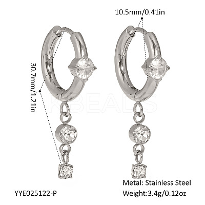 Elegant Stainless Steel Rhinestone Tassel Hoop Earrings RZ2213-2-1