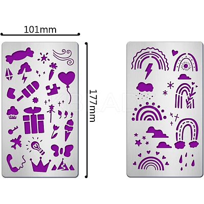 2Pcs 2 Style 304 Stainless Steel Cutting Dies Stencils DIY-FG0001-96-1
