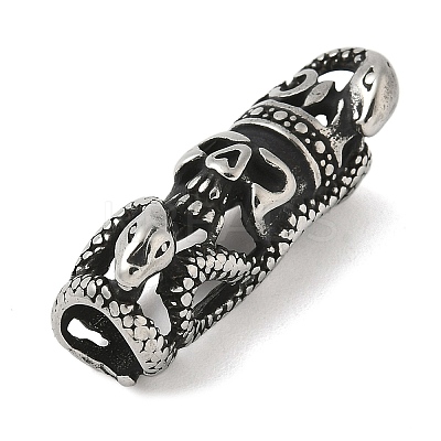 304 Stainless Steel Snake Wrapped Skull Connector Charms STAS-Z147-13AS-1