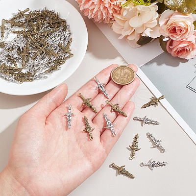 100Pcs 2 Colors Tibetan Style Alloy Pendants FIND-AR0004-46-1