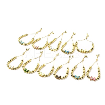 Rack Plating Brass Round Bead Slider Bracelets for Women BJEW-M232-02G-1