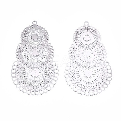 Tarnish Resistant 304 Stainless Steel Filigree Pendants STAS-R102-10P-1