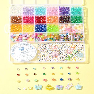 DIY Round & Flat Round with Letters Acrylic & Resin Bracelets Jewelry Making Kits DIY-FS0007-44-1