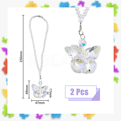 Butterfly Glass Car Hanging Pendant HJEW-DC0001-04-1