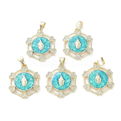 Rack Plating Brass Micro Pave Clear Cubic Zirconia Pendants KK-C041-06D-G-1