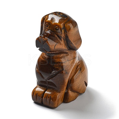 Natural Tiger Eye Carved Healing Dog Figurines DJEW-F025-01A-1
