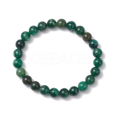 Natural Fuchsite Round Beaded Bracelets for Men Women BJEW-TA00612-1
