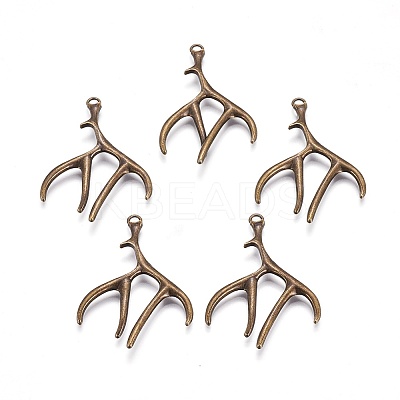 Tibetan Style Alloy Deer Antler Pendants LS-TIBEP-S261-AB-FF-1