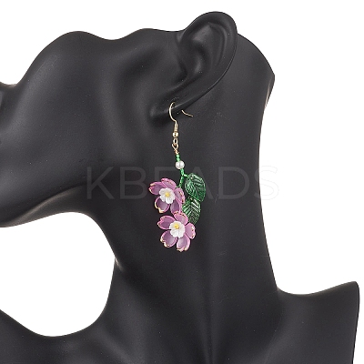 Acrylic Flower Dangle Earrings EJEW-MZ00588-01-1
