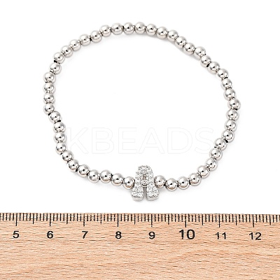 Brass Round Beads Stretch Bracelets BJEW-A034-05P-1