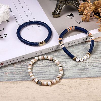 Love Beads Stacking Stretch Bracelets Set for Women BJEW-SZ0001-93-1
