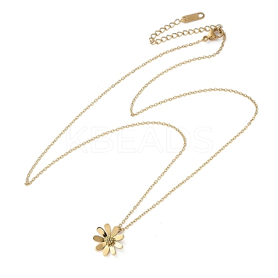 304 Stainless Steel Flower Pendant Necklaces for Women NJEW-A045-16G-1