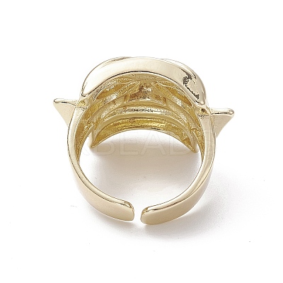 Rack Plating Brass Open Cuff Rings RJEW-K257-52G-1
