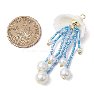 Glass Seed Beaded Jellyfish Pendants PALLOY-MZ00571-03-1