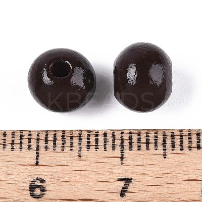 Spray Painted Round Natural Schima Wood Beads WOOD-A018-8mm-12-1