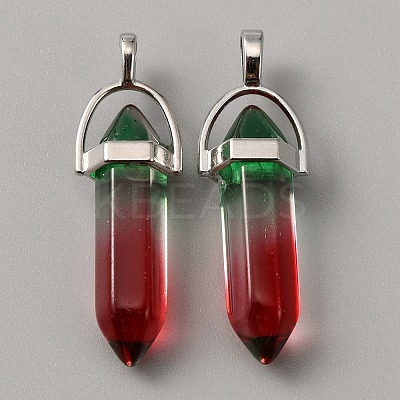 Glass Double Terminal Pointed Pendants G-WH0016-41F-1
