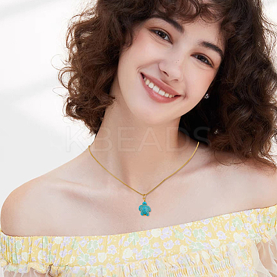 50Pcs Dyed Synthetic Turquoise Pendants PALLOY-AB00113-1