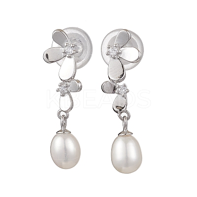 Natural Pearl Ear Studs EJEW-P286-05P-1