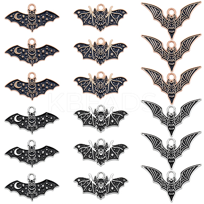 48Pcs 6 Styles Alloy Enamel Pendants ENAM-SC0007-40-1