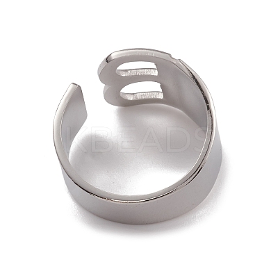 Non-Tarnish 304 Stainless Steel Initial Letter B Open Cuff Rings for Women RJEW-G285-17P-1
