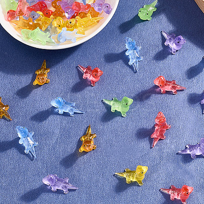 60Pcs 6 Colors Luminous Resin Lizard Figurines DJEW-SP0001-12-1