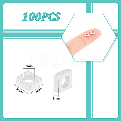 100Pcs 304 Stainless Steel Beads STAS-UN0053-03-1