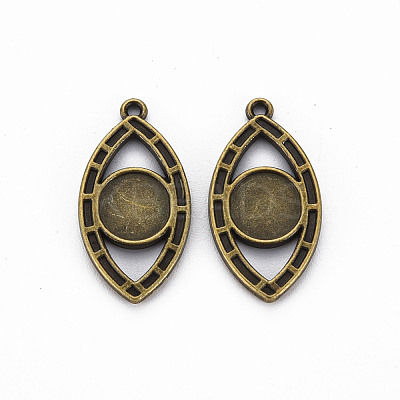 Tibetan Style Alloy Pendant Cabochon Settings TIBEP-N010-007AB-RS-1