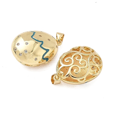 Brass Micro Pave Clear Cubic Zirconia Enamel Pendants KK-G536-24G-1