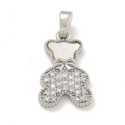 Brass Micro Pave Clear Cubic Zirconia Pendants KK-P275-18P-1