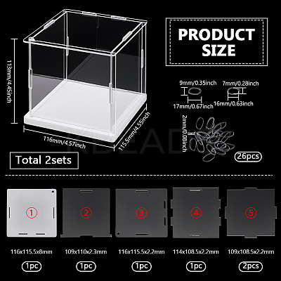 Plastic Minifigures Display Cases with White Bases ODIS-WH0043-151B-1