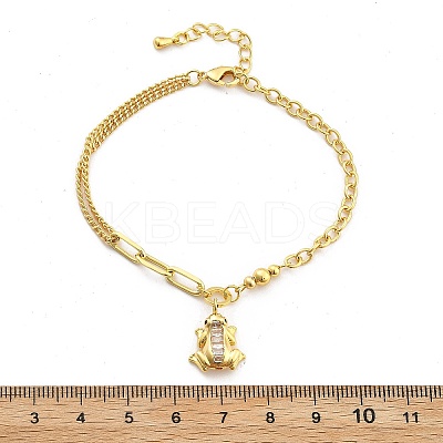 Brass Micro Pave Clear Cubic Zirconia Charm Bracelets BJEW-U020-19G-1
