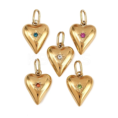 304 Stainless Steel with Rhinestone Pendants STAS-Z152-02G-1