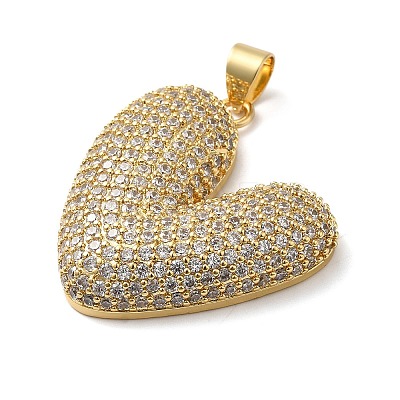 Brass Micro Pave Clear Cubic Zirconia Pendants KK-B094-04G-1